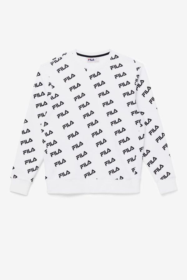 Fila Mikiny Damske Biele / Čierne - Diagonal Logo Crewneck Vypredaj - Slovakia 16705-GPMO